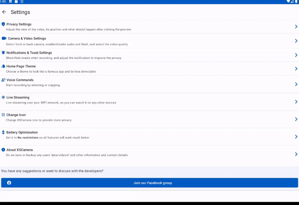 Secure storage options in XSCamera